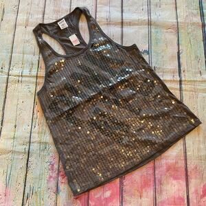 Victoria's Secret PINK Top Womens Small Gray NYC Exclusive Sequin Tank New York